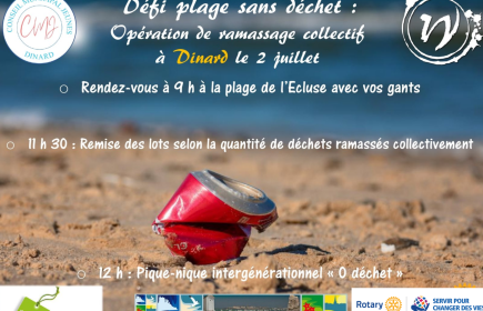 Action nettoyage plage à Dinard, en partenariat avec la ville et ADICE (Association Dinard Côte d'Emeraude Environnement)